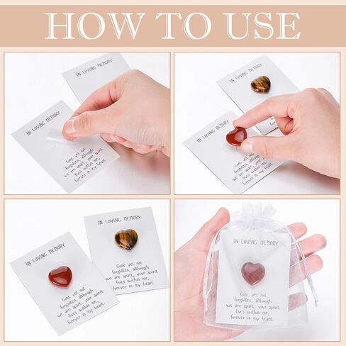 50 Sets Celebration of Life Favors Pocket Token Bulk Cards with Heart Shape Natural Stones Organza Bags Keepsake Sympathy Thank You Gifts for Memorial Party Supply Funeral Guest Return Favors in Saudi Arabia