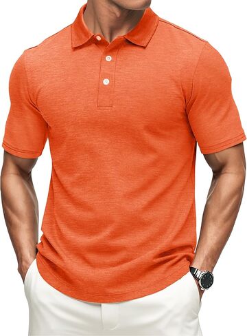 MAGCOMSEN Men's Short-Sleeve Polo,Golf Shirts for Men 3-Button Moisture Wicking,Athletic Casual Collared T-Shirt in Kuwait