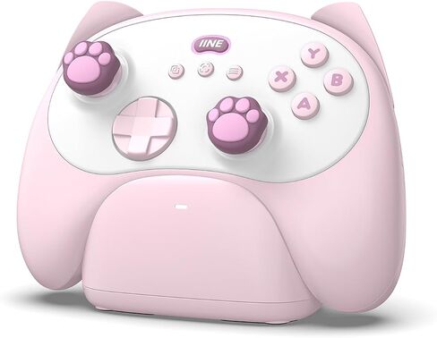 IINE Wireless Controller with Charging Dock – for PC, Switch, Android, iOS, Wireless & Wired Gamepad with Macro, Turbo, 6-Axis Motion, Rumble, Headphone Jack, Ergonomic Controller for Small Hands (Pink) in Saudi Arabia