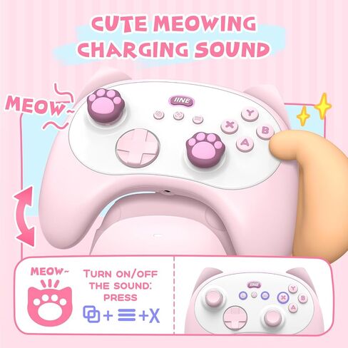 IINE Wireless Controller with Charging Dock – for PC, Switch, Android, iOS, Wireless & Wired Gamepad with Macro, Turbo, 6-Axis Motion, Rumble, Headphone Jack, Ergonomic Controller for Small Hands (Pink) in Saudi Arabia