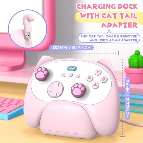 IINE Wireless Controller with Charging Dock – for PC, Switch, Android, iOS, Wireless & Wired Gamepad with Macro, Turbo, 6-Axis Motion, Rumble, Headphone Jack, Ergonomic Controller for Small Hands (Pink) in Saudi Arabia