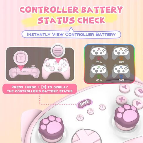 IINE Wireless Controller with Charging Dock – for PC, Switch, Android, iOS, Wireless & Wired Gamepad with Macro, Turbo, 6-Axis Motion, Rumble, Headphone Jack, Ergonomic Controller for Small Hands (Pink) in Saudi Arabia