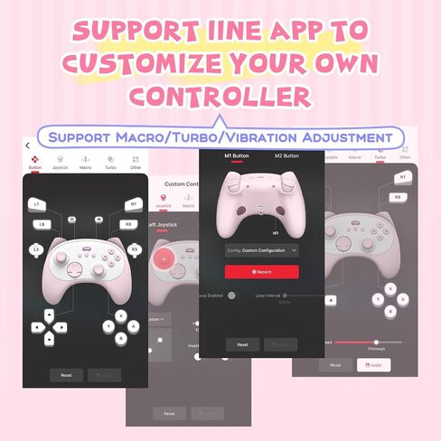 IINE Wireless Controller with Charging Dock – for PC, Switch, Android, iOS, Wireless & Wired Gamepad with Macro, Turbo, 6-Axis Motion, Rumble, Headphone Jack, Ergonomic Controller for Small Hands (Pink) in Saudi Arabia