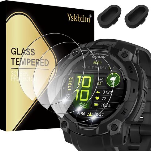 （3+2 Pack） for Garmin Instinct 3 45mm AMOLED/Solar Screen Protector, Charger Port +[Anti-Scratch] 9H Hardness Tempered Glass Screen Protective Film in Saudi Arabia