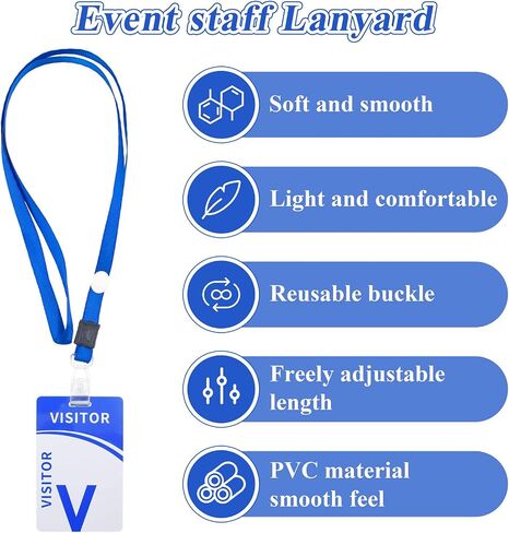 25pcs Volunteer Lanyard with PVC Plastic Card Pass, Volunteer Badges Volunteer Pass Lanyard Reusable Identified Pass Identification for Volunteers School Event Activity Pass in Kuwait