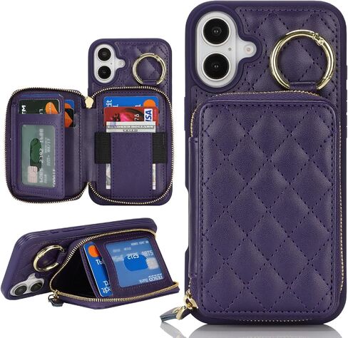 بالنسبة لـ iPhone 16 Case Wallet مع حامل البطاقة ، للحصول على محفظة هاتف iPhone 16 مع سستة مع قضية Slot Kickstand Case للنساء والأسود Man in Kuwait