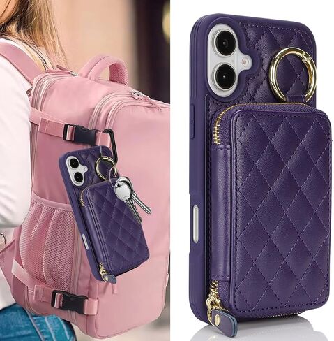 بالنسبة لـ iPhone 16 Case Wallet مع حامل البطاقة ، للحصول على محفظة هاتف iPhone 16 مع سستة مع قضية Slot Kickstand Case للنساء والأسود Man in Kuwait
