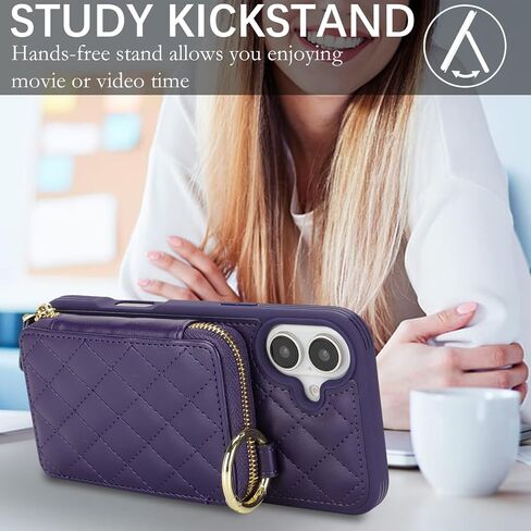 بالنسبة لـ iPhone 16 Case Wallet مع حامل البطاقة ، للحصول على محفظة هاتف iPhone 16 مع سستة مع قضية Slot Kickstand Case للنساء والأسود Man in Kuwait