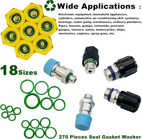 270pcs Rubber O Ring Kits 18 Sizes Car Air Conditioning O-Ring Assortment Set Sealing Gasket Washer for Car Repair,Electric Appliance,Bearing,Pump,Plumbing Etc (Purple) in Saudi Arabia