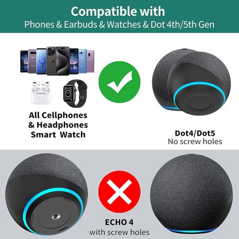 HomeMount Versatile Charging Stand - Convenient Charging Solution for Your Mobiles Earbuds and Echo Dot (4th/5th Gen, 2020/2022 Release) (Black) in Saudi Arabia