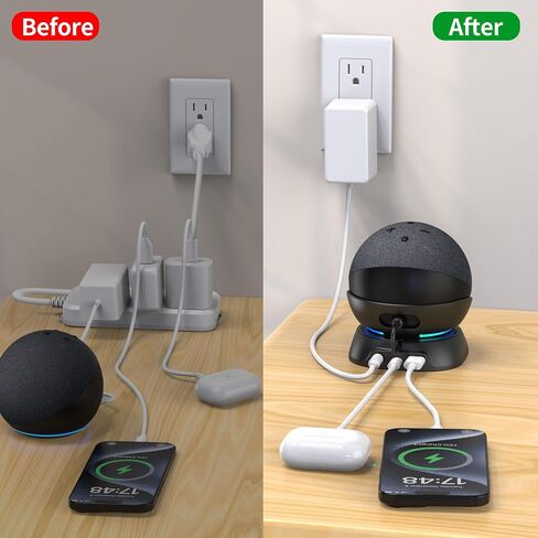 HomeMount Versatile Charging Stand - Convenient Charging Solution for Your Mobiles Earbuds and Echo Dot (4th/5th Gen, 2020/2022 Release) (Black) in Saudi Arabia