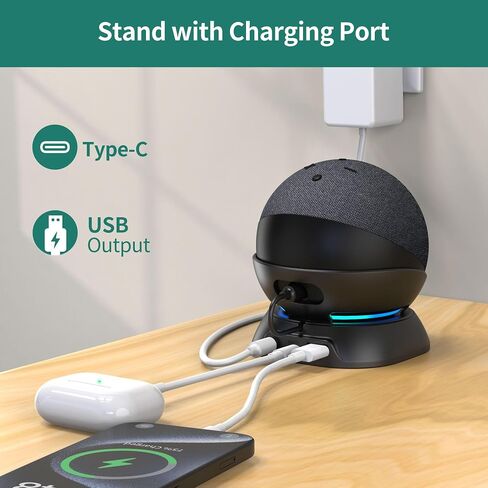 HomeMount Versatile Charging Stand - Convenient Charging Solution for Your Mobiles Earbuds and Echo Dot (4th/5th Gen, 2020/2022 Release) (Black) in Saudi Arabia