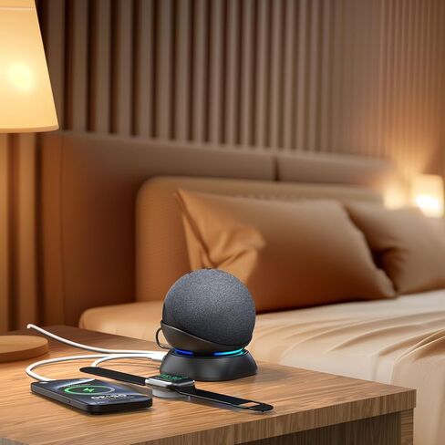 HomeMount Versatile Charging Stand - Convenient Charging Solution for Your Mobiles Earbuds and Echo Dot (4th/5th Gen, 2020/2022 Release) (Black) in Saudi Arabia
