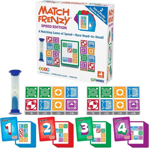 Funwares Match Frenzy: Portable Snap-On Pattern Matching Puzzle Games, Fun Family Mini Board Games for All Ages, Perfect for Travel & Home Play, Road Trip Activities for Kids and Adults, 1-4 Players in Saudi Arabia