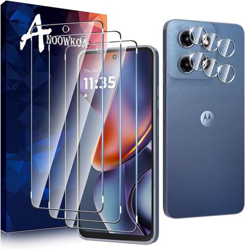 3 Pack for Moto G 2025 Screen Protector + [3 Pack] Moto G 5G 2025 Camera Lens Tempered Glass Protector.9H Hardness.Support Fingerprint Unlock, Bubble-Free.Easy Installation in Saudi Arabia