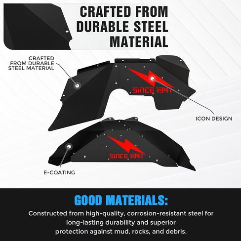 Front & Rear Inner Fender Liners Compatible with 2007-2018 Jeep Wrangler JK & JKU Unlimited Sport Sahara Rubicon, Bolt-on Style Steel Mud Guards Wheel Well Cover Fenders Flares (2/4 Doors) in Saudi Arabia