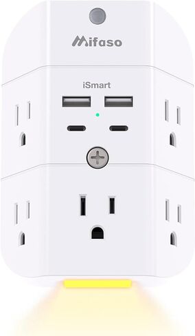 Surge Protector Outlet Extender - with Night Light, PD20W USB C Charger, 5-Outlet Splitter, Multi Plug Outlet for Home, Dorm Room Essentials in Saudi Arabia
