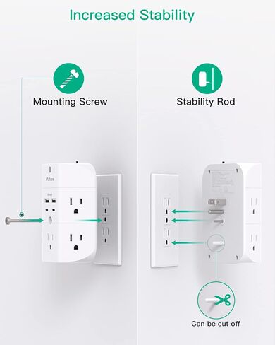 Surge Protector Outlet Extender - with Night Light, PD20W USB C Charger, 5-Outlet Splitter, Multi Plug Outlet for Home, Dorm Room Essentials in Saudi Arabia