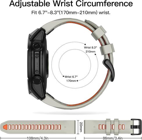 OVERSTEP 20mm Silicone Watch Band for Garmin Fenix 8 AMOLED 43mm / Fenix 7S / Fenix 6S / Fenix 5S / Epix Pro 42mm – Waterproof, Durable, Quick Fit Replacement Strap for Outdoor Sports & Adventure in Saudi Arabia