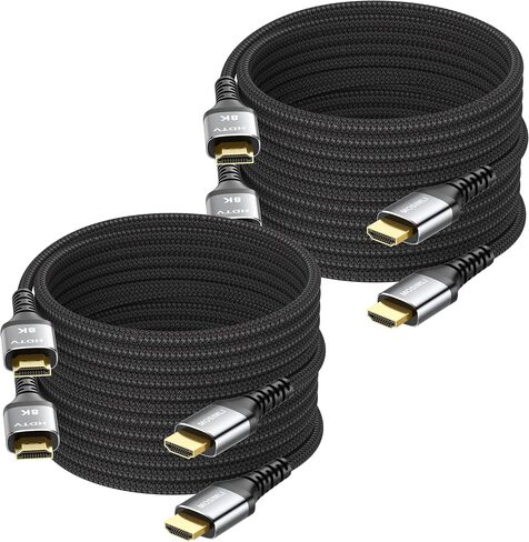 8K HDMI Cable 10 FT 4-Pack, HDMI 2.1 Gaming Cord, Support 8K@60Hz, 4K@120Hz, Dynamic HDR10+, SBTM, VRR, QFT, ALLM, 3D, HDCP 2.3 for PS5, Xbox, Nintendo Switch, TV, PC, Monitor, Graphics Card in Kuwait