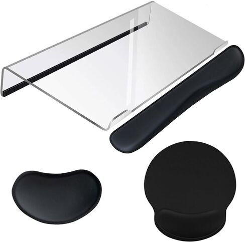 4pcs New Acrylic Tilted Computer Keyboard Stand with Mouse and Keyboard Wrist Rest Pad Computer Keyboard Holder Set for Office Desk,Home,School Supplies (Keyboard Stand) in Saudi Arabia
