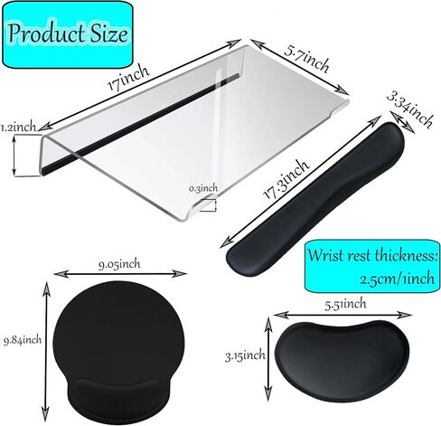 4pcs New Acrylic Tilted Computer Keyboard Stand with Mouse and Keyboard Wrist Rest Pad Computer Keyboard Holder Set for Office Desk,Home,School Supplies (Keyboard Stand) in Saudi Arabia