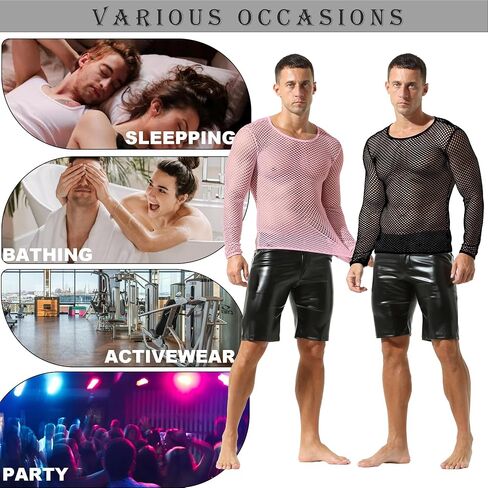 YOOBNG Sexy Men's T-Shirt Mesh Fishnet Sleeveless Undershirt Hollow Out Tank Top in Kuwait