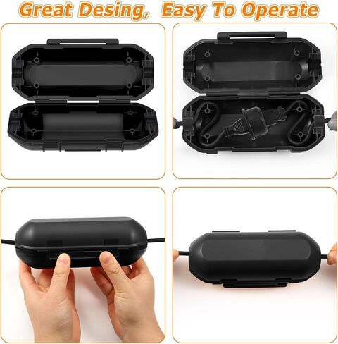 2 Pack Outdoor Extension Cord Cover,IP54,Connection Box Protects Outdoor Sockets,Plugs, Christmas Decorative Lights,Black in Kuwait