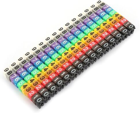 Wire Numbering Marker, Digital Number Tube Wire Number Label Tube Cable Marker Colorful Cable Straps Coded Clip on Plastic, Cord Management (150PCS KCM-1.5MM 1.5) in Saudi Arabia