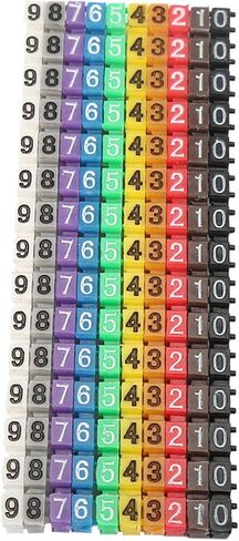 Wire Numbering Marker, Digital Number Tube Wire Number Label Tube Cable Marker Colorful Cable Straps Coded Clip on Plastic, Cord Management (150PCS KCM-1.5MM 1.5) in Saudi Arabia