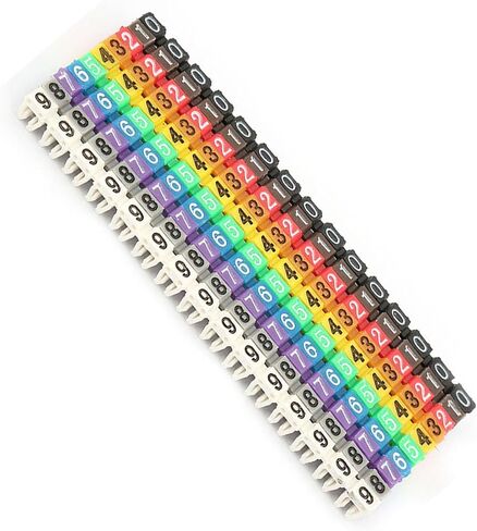 Wire Numbering Marker, Digital Number Tube Wire Number Label Tube Cable Marker Colorful Cable Straps Coded Clip on Plastic, Cord Management (150PCS KCM-1.5MM 1.5) in Saudi Arabia