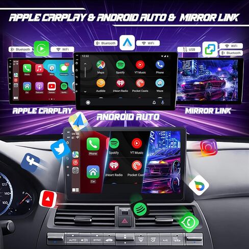 Leadfan Android Car Radio for Honda Accord 8th 2008 2009 2010 2011 2012 2013 with Wireless CarPlay Android Auto, 10.1 Inch Touch Screen Stereo for Accord 8th Bluetooth GPS Navi WiFi FM SWC Rear Camera in Saudi Arabia