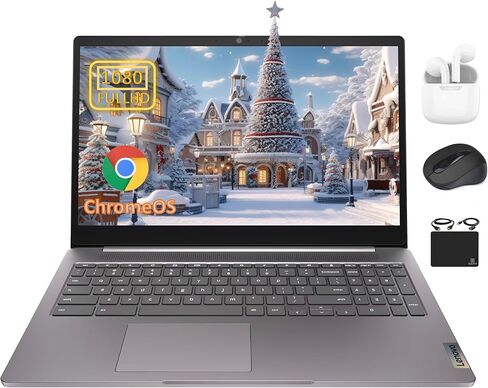 Lenovo Chromebook Premium 15.6" FHD Slim Light Laptop Computer Business & Student, Intel Celeron N4500, 4GB RAM, 192GB Storage (64GB eMMC+ 128GB Card), WiFi 6, Long Battery, Chrome OS HubxcelAccessory in Kuwait