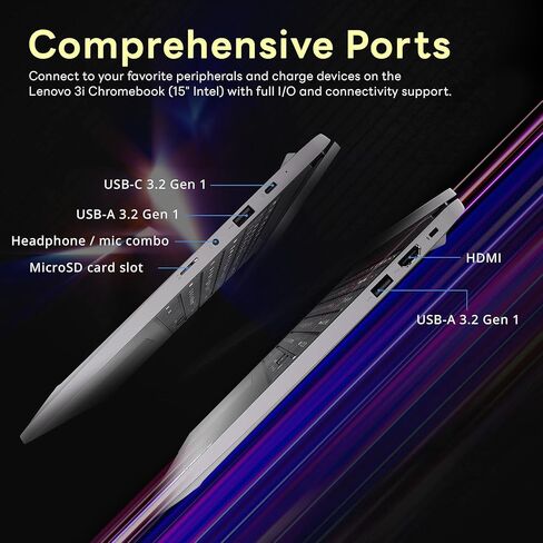 Lenovo Chromebook Premium 15.6" FHD Slim Light Laptop Computer Business & Student, Intel Celeron N4500, 4GB RAM, 192GB Storage (64GB eMMC+ 128GB Card), WiFi 6, Long Battery, Chrome OS HubxcelAccessory in Kuwait