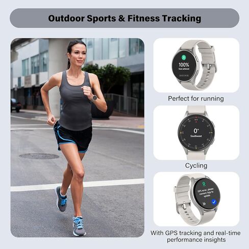 Smart Watch for Women, Built-in Alexa, GPS, HRV, VO2 Max, Blood Oxygen, Sleep & Stress Monitor, BT Calling, Compass, Altimeter, 1.32" AMOLED, Fitness & Women’s Health, Waterproof, iPhone Compatible in Kuwait