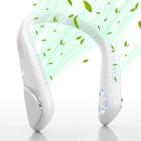 Bladeless Neck Fan - Portable Neck Fan with 3 Wind Speed,USB Rechargeable Personal Neck Fan, Hands-Free Design USB Fan - Ideal for Outdoor Activities and Travel in Saudi Arabia