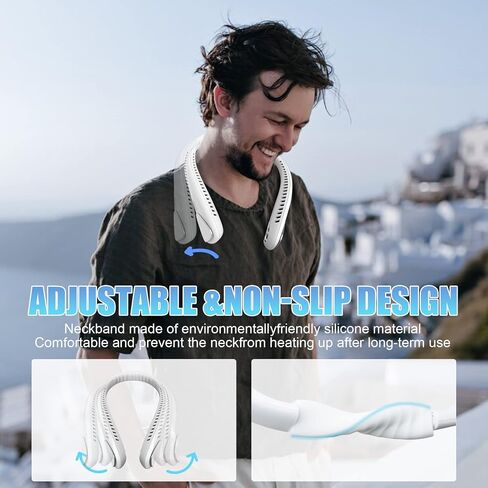 Bladeless Neck Fan - Portable Neck Fan with 3 Wind Speed,USB Rechargeable Personal Neck Fan, Hands-Free Design USB Fan - Ideal for Outdoor Activities and Travel in Saudi Arabia