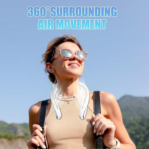 Bladeless Neck Fan - Portable Neck Fan with 3 Wind Speed,USB Rechargeable Personal Neck Fan, Hands-Free Design USB Fan - Ideal for Outdoor Activities and Travel in Saudi Arabia