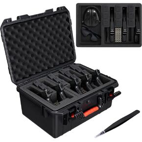CVLIFE GUN CASE للمسدسات ، بحالة مسدس 18 بوصة تحمل 5 مسدسات و 12 مجلة و 31 رصاصة ، قضية سفر الأسلحة النارية المعتمدة من TSA ، مقاومة للماء ، حالات متعددة المسدس مع ملاقط.