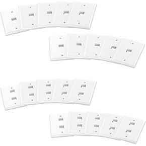 Iwillink 10 Pack 1-Port Keystone Wall Plate and 10 Pack 2-Port Keystone Wall Plate