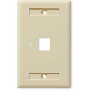 NavePoint Keystone Jack Wall Plate 1-Port, Low Profile, Single Gang, Ivory, 10-Pack