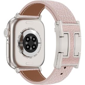 CHANCHY Leather Magnetic Watch Band Compatible with Apple Watch Bands 40mm 38mm 41mm 42mm 44mm 45mm 46mm, Top Grain Leather Dressy Band for Women Men iWatch Ultra SE Series 10/9/8/7/6/5/4/3/2/1