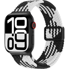 Magnetic Nylon Braided Band Compatible for Apple Watch Ultra2 Ultra 49mm 46mm 45mm 44mm 42mm 41mm 40mm 38mm Women Men ,Adjustable Elastic Sport Strap for iWatch Series10/9/8/7/6/5/4/3/2/1 SE