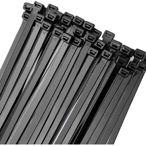 Zip Ties Heavy Duty 16 inch 100 Pack, 175 LBS Tensile Strength, Industrial Large Strong Cable Ties Self-Locking Wire Ties Wraps for Outdoor and Indoor Use - Black