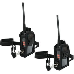 حافظة راديو ، 2 حزمة UV-5R Walkie Talkie Case Pu Leather Holster مع تصميم ثقب PVC 9 الشفافة لـ Baofeng UV5R UV5RA UV5RE TYT TH-F8 ، Black