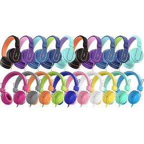 AILIHEN Kids Headphones Bulk 20-Pack for School Classroom K-12, On-Ear Wired Headsets with Microphone & Volume Limited, 3.5mm Jack for Chromebook, Computer, Laptop