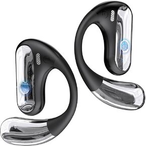 Open Ear Bluetooth 5.4 Headphones, 40Hrs Sport Earbuds, Stereo Deep Bass Sports Ear Buds Built in Mic, LED Display Charging Case, IPX7 Waterproof Earphones with Earhooks for Workout Running, Black