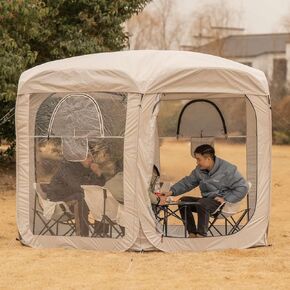 Porayhut Pop up Bubble Tent Screen House10’X10’Large Camping Sun Shelter,Weather and Cold Proof Pod with Detachable Sunshade Cloth,Waterproof Floor,2 Zipper Doors and 4 Mesh Breathable Windows