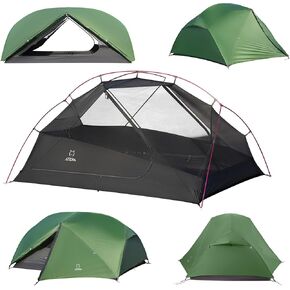 ATEPA Ultralight Backpacking Tent 2 Person, Nylon Lightweight 4000MM+ Waterproof Windproof Portable Two Person Tent with Aluminum Frame & Rainfly for Backpacking Hiking Camping Motorcycle, 4 Season