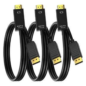 4K DisplayPort to HDMI 10 Feet Gold-Plated Cable, 4K@30Hz, 2K@60Hz, 1080P Full HD, Uni-Directional DP 1.2 Computer to HDMI 1.4 Screen Cable, Compatible with NVIDIA, AMD, HP, Projector, Desktop